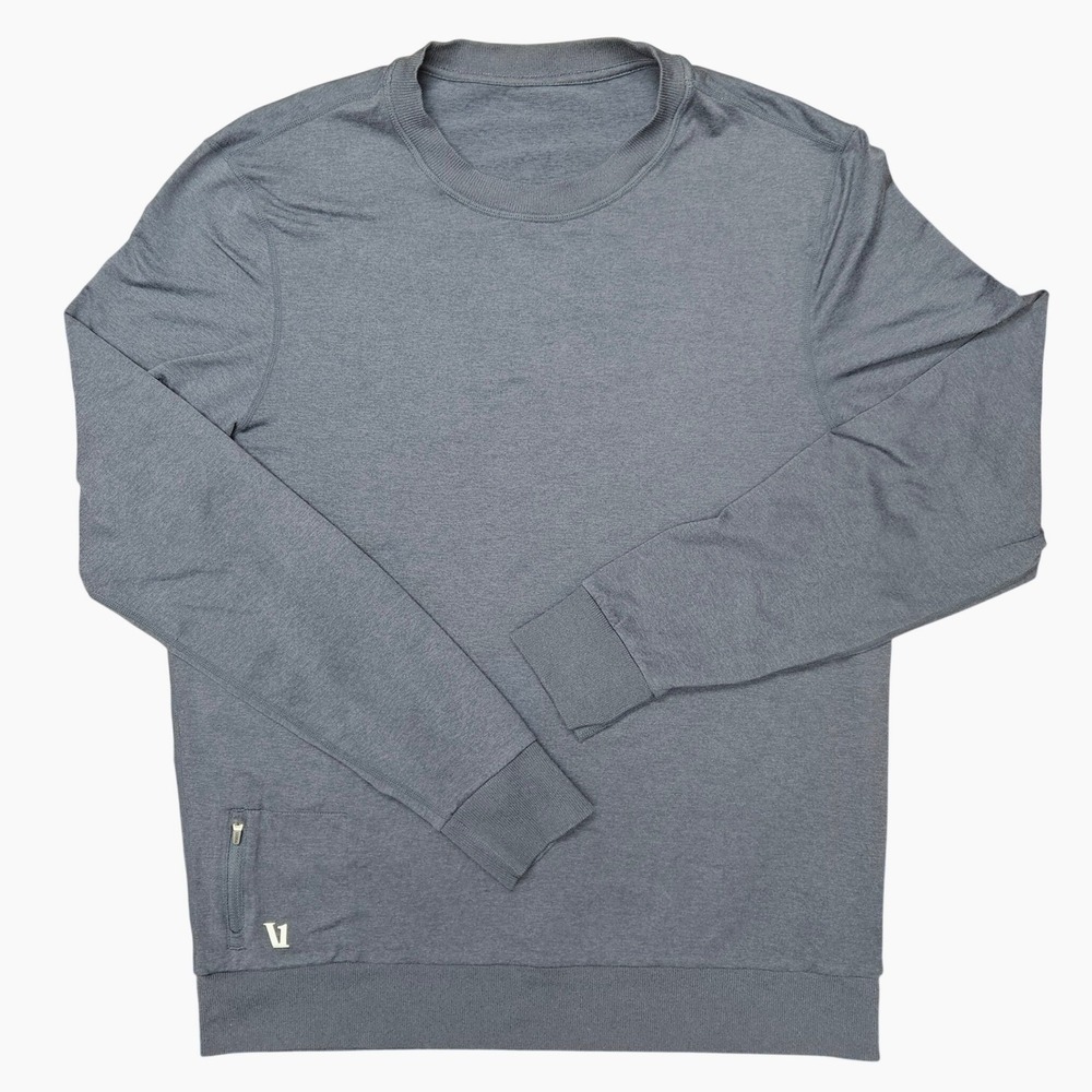 Vuori Ponto Performance Crewneck Mens L Charcoal Heather Minimalist Yoga Gym